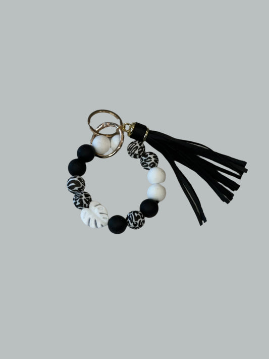 Black and White Silicone Key Ring